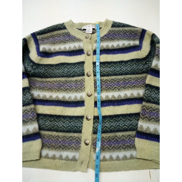 Cambridge Spirit Striped Button Up Knitted Wool Blend Sweater Women's Size M - Picture 2 of 5